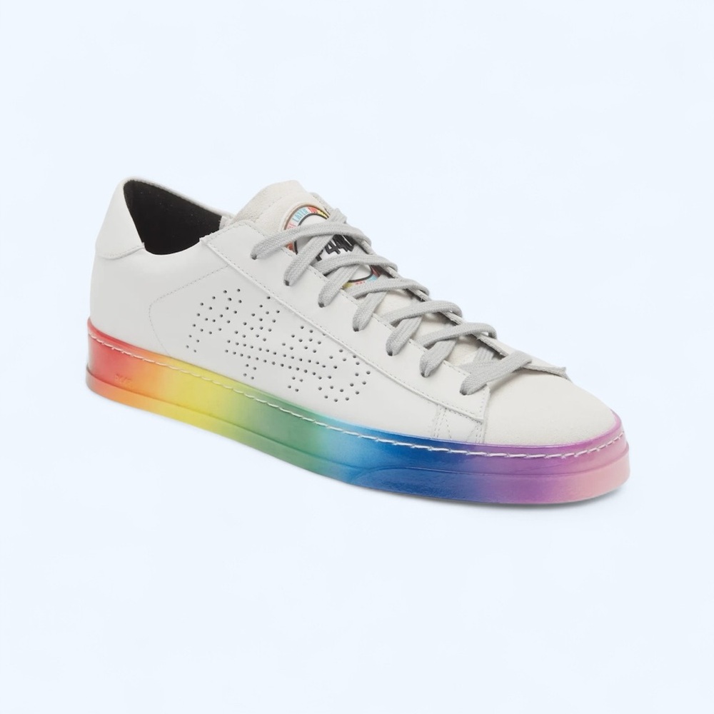 P448 NWOT Jack Pride Capsule White Rainbow Leather Sneaker Size 10.5/IT 41